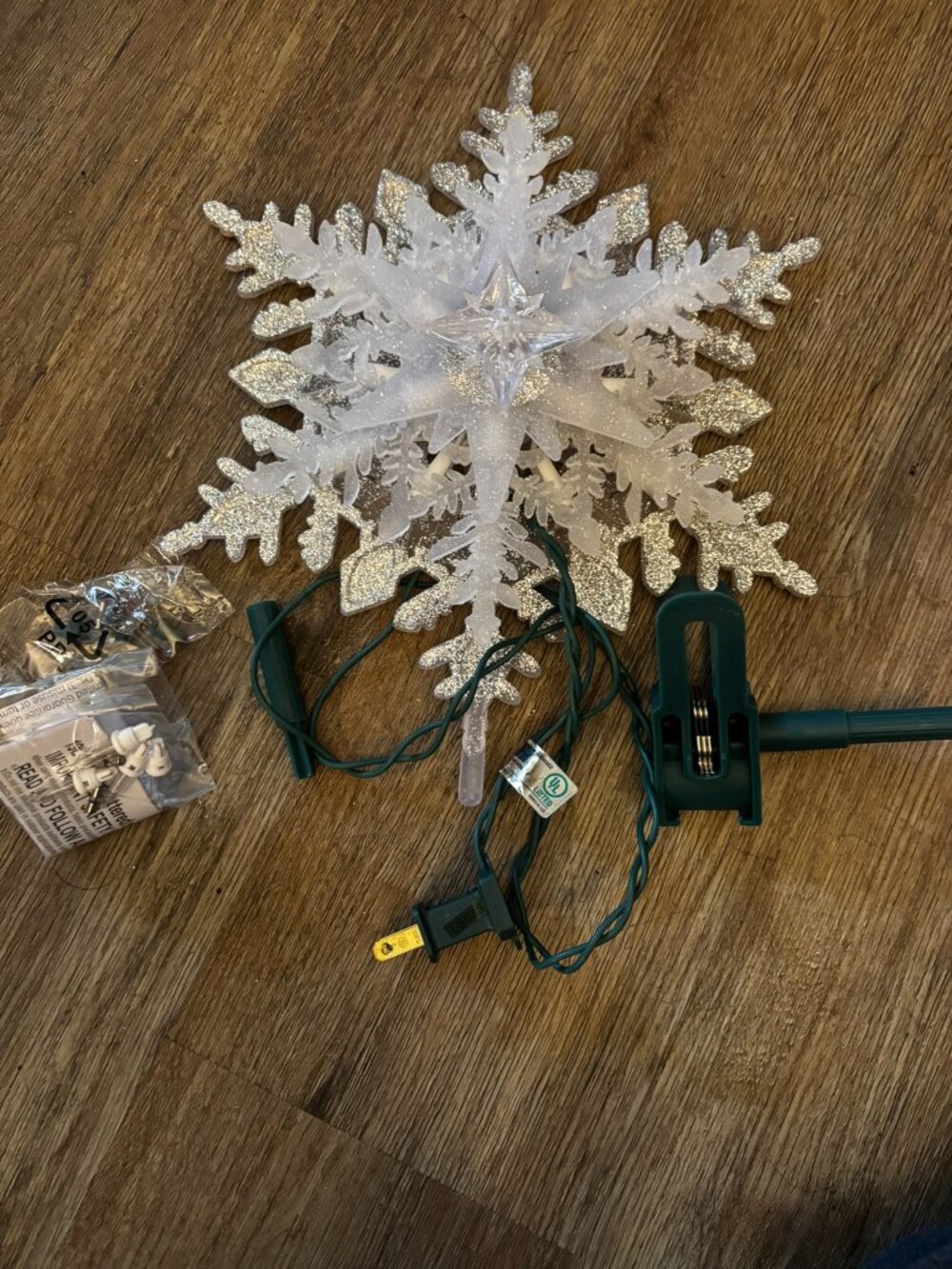 Christmas Tree Topper light up plastic Snowflake ornament